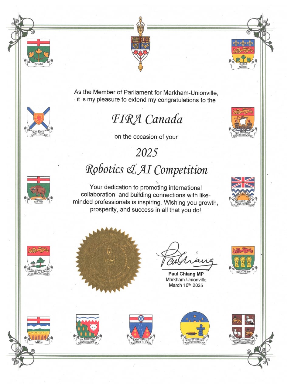 Member of Parliament · FIRA Canada